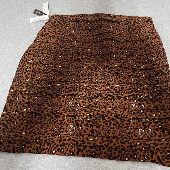 NWT Larry Levine Animal Print Skirt Tiered Lined SZ 10 Cheetah Leopard Edgy - Picture 2 of 9
